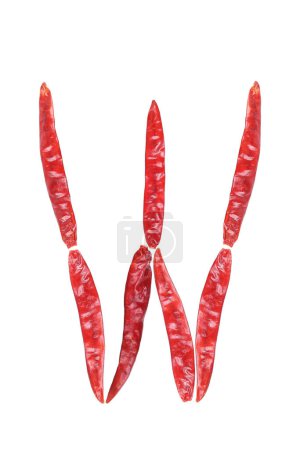 it is capital letter W by dry chili isolated on white.