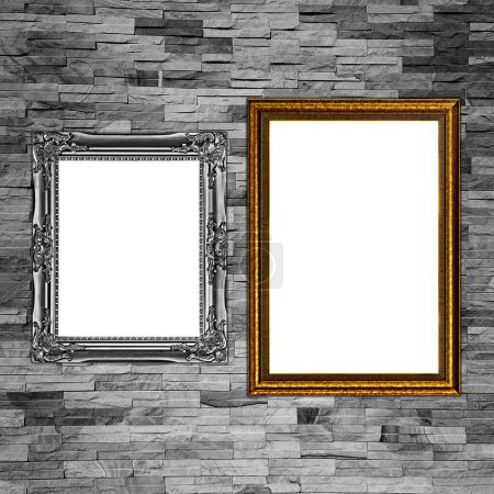Photo for It is Slate brick wall with frame for pattern and background. - Royalty Free Image