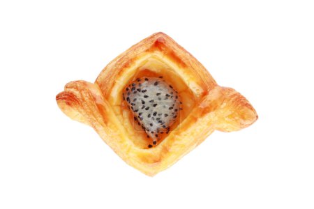 It is Dragon fruit danish bread isolated on white.