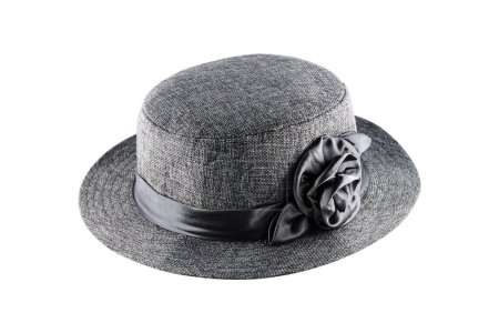 Es ist graue Textilfasern Hut für die Dekoration isoliert auf weiß.