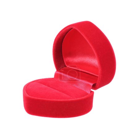 it is red heart shaped jewelry box isolated on white.