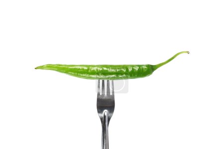 it is fork pricks green chili isolated on white.