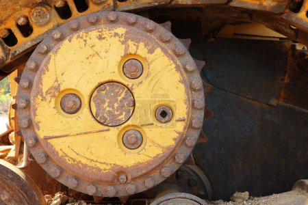 it is old rusty machine iron wheel.