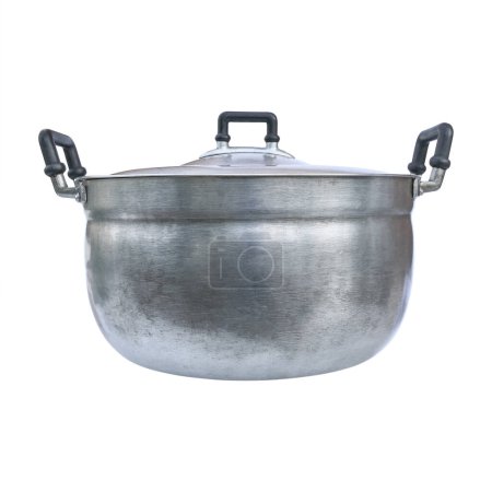 it is one used stew pot with cover isolated on white.