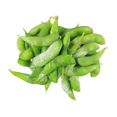 it is pile of frozen green peas isolated on white.