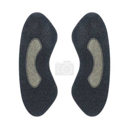 black suede leather heel grips isolated on white.