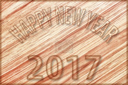it is happy new year 2017 sign on wooden board.