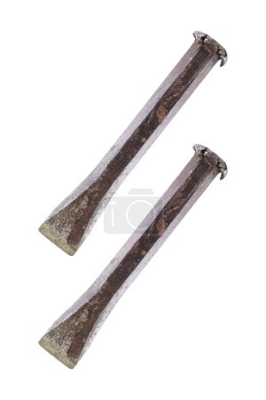 it is two used steel chisels isolated on white.