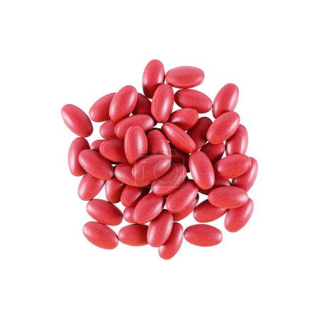 it is pile of ferrous fumarate with vitamins after blood donation isolated on white.