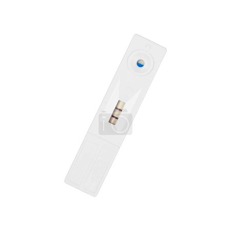 test de grossesse positif, format cassette isolé sur blanc.