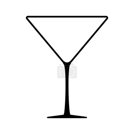 one black empty martini glass isolated on white,vector illustration.