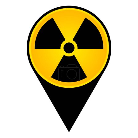 icono puntero radiactivo y nuclear aislado en blanco, ilustración vectorial.