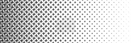horizontal black halftone of propeller design for pattern and background.