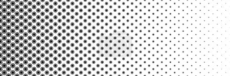 horizontal black halftone of impeller design for pattern and background.