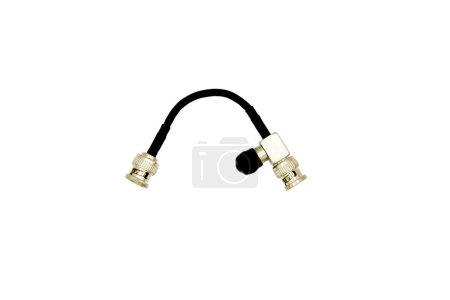 Photo for BNC U Link connector cable with monitor 75 Ohm or BNC male connector isolated on white background. Telecommunication and Technology concept. - Royalty Free Image