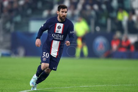 Photo for Lionel Messi of Paris Saint-Germain Fc during the Uefa Champions League Group H match beetween Juventus Fc and Paris Saint-Germain Fc at Allianz Stadium on November 2, 2022 in Turin, Italy . - Royalty Free Image