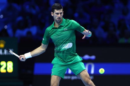 Photo for Novak Djokovic  during  the Nitto ATP World Tour Finals at Pala Alpitour from 13 to 20 November, 2022 in Turin, Italy - Royalty Free Image