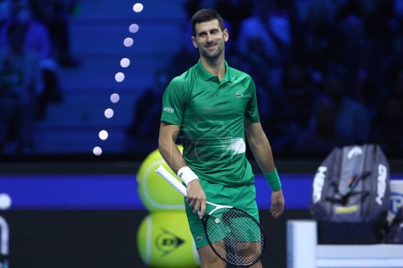 Photo for Novak Djokovic  during  the Nitto ATP World Tour Finals at Pala Alpitour from 13 to 20 November, 2022 in Turin, Italy - Royalty Free Image