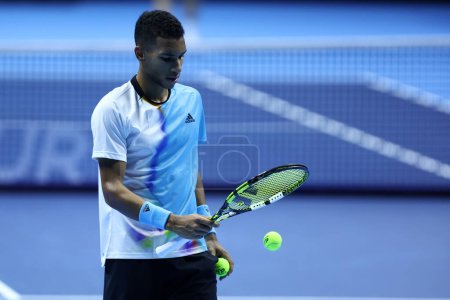 Photo for Felix Auger-Aliassime  during  the Nitto ATP World Tour Finals at Pala Alpitour from 13 to 20 November, 2022 in Turin, Italy - Royalty Free Image