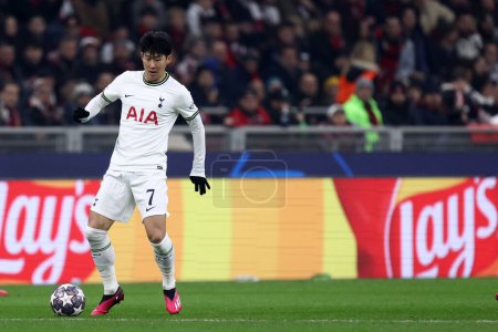 Photo for Son Heung-Min of Tottenham Hotspur Fc during the UEFA Champions League round of 16 first leg match between AC Milan and Tottenham Hotspur Fc at Giuseppe Meazza Stadium on February 14, 2023 in Milan, Italy. - Royalty Free Image
