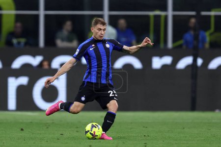 Photo for Nicolo Barella of Fc Internazionale during the  Serie A match beetween Fc Internazionale and Atalanta Bc at Stadio Giuseppe Meazza on May 27, 2023 in Milan  Italy . - Royalty Free Image