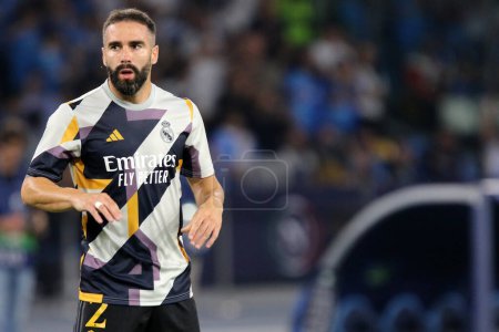 Photo for Daniel Carvajal of Real Madrid Cf during warm up before the Uefa Champions Leaguematch beetween Ssc Napoli and Real Madrid CF at Stadio Maradona on October 3, 2023 in Napoli, Italy . - Royalty Free Image