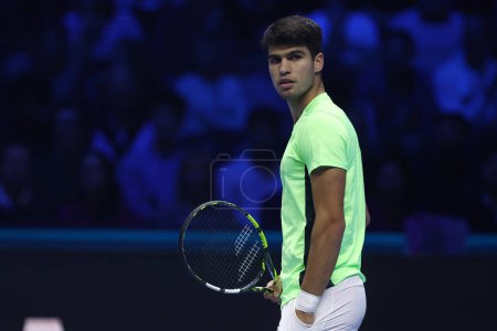 Photo for Carlos Alcaraz of Spain during the Nitto ATP World Tour Finals in Torino from 12-29 november 2023. - Royalty Free Image