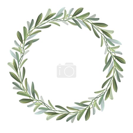 Téléchargez les illustrations : Wreath with olive branches. Green wreath design. Vector illustration. - en licence libre de droit