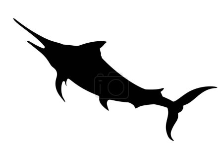 Illustration for Marlin fish silhouette. Sailfish jumping out of the water. Vector illustration. - Royalty Free Image