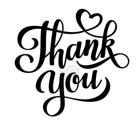 Illustration for Thank you lettering phrase with line heart. Element for your design. Vector illustration. - Royalty Free Image