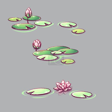 Illustration for Vector illustration set of lotus flowers on a transparent background - Royalty Free Image