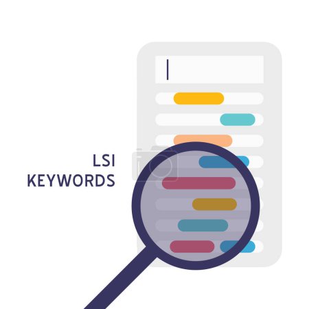 Ilustración de LSI keywords (Latent Semantic Indexing) vector icon. Concepto de optimización de búsqueda de palabras. - Imagen libre de derechos