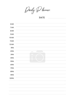 Illustration for Printable vector planner. Modern business organizer template. Blank Vertical journal notebook page. Background design frame. Paper sheet size A4.Checklist,date,notes, habit tracker. - Royalty Free Image