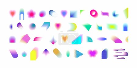 Photo for Abstract gradient Y2K fluid shapes vector set. Mental health elements on transparent background. Vaporwave modern aesthetic. Auramodern blurred hologram. Trendy Brutalism. - Royalty Free Image