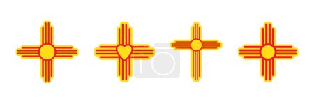 Ilustración de Conjunto de símbolos Zia. Antigüedad nativos americanos signo vector aislado icono. Logo Estado de Nuevo México. - Imagen libre de derechos