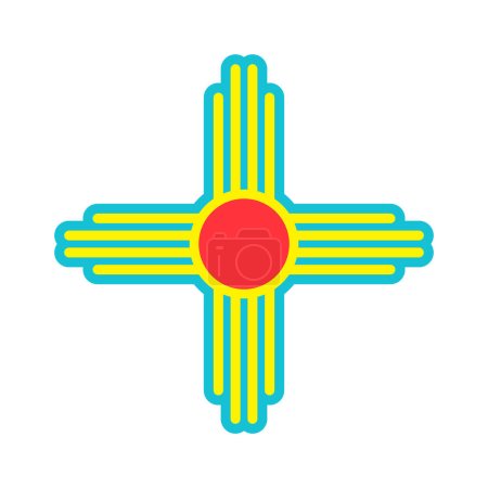 Ilustración de Símbolo Zia. Antigüedad nativos americanos signo vector aislado icono. Logo Estado de Nuevo México. - Imagen libre de derechos