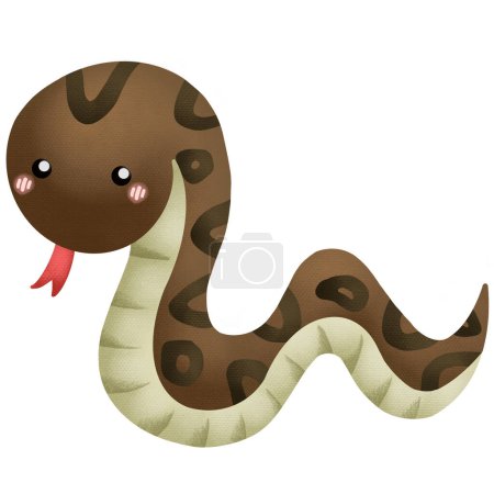 a vector of a cute snake in watercolor