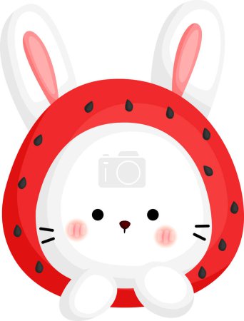 Illustration for A vector of bunny and strawberry - Royalty Free Image