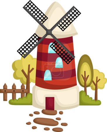 Illustration for A vector of a farm windmill - Royalty Free Image