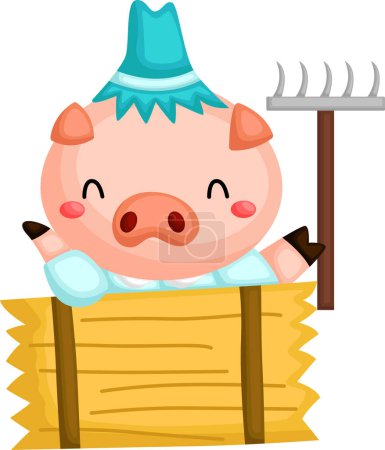 Téléchargez les illustrations : Un vecteur de l'un des cochons dans l'histoire des trois petits cochons - en licence libre de droit