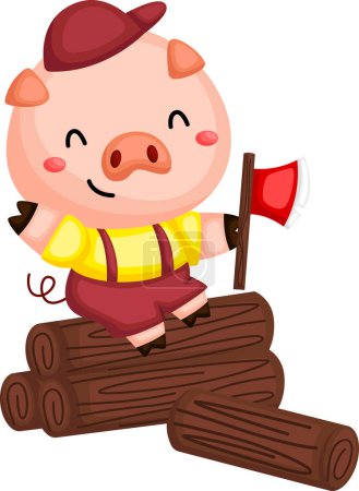 Téléchargez les illustrations : Un vecteur de l'un des cochons dans l'histoire des trois petits cochons - en licence libre de droit