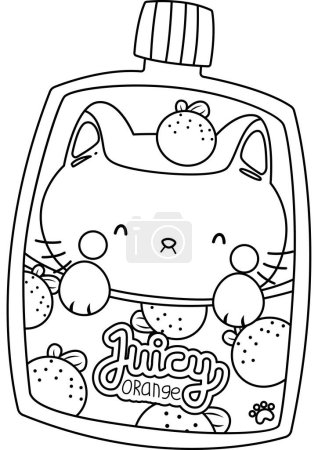 Illustration for A vector of orange jelly with cat design in black and white coloring - Royalty Free Image