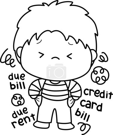 a vector of a guy with no money in black and white coloring