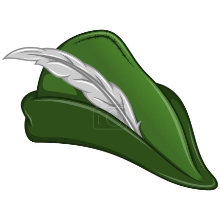 Ilustración de Diseño vectorial de sombrero arquero medieval con plumas, Robin Hood hat illustration - Imagen libre de derechos