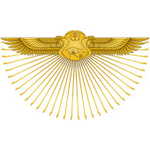 Vector design of Winged Sun with cobras, symbol of ancient Egypt, Winged Sun, eye of horus, ankh cross magic mug #631175612