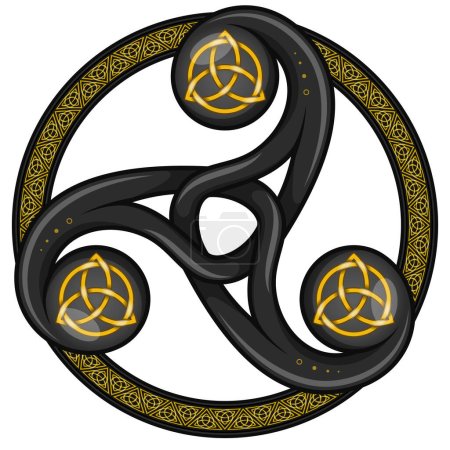 Ilustración de Celtic triskelion symbol vector design with Triquetra - Imagen libre de derechos