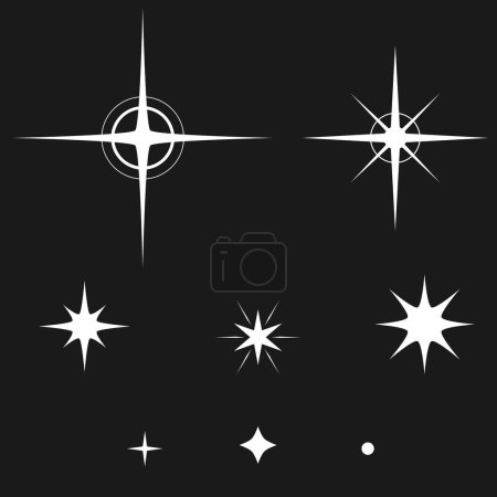 Diseño vectorial de diferentes figuras para ser utilizadas como estrellas o brillantes