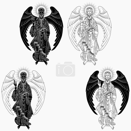 Ilustración de Diseño vectorial Ángel católico sosteniendo una Biblia, arte cristiano de la Edad Media - Imagen libre de derechos