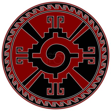 Vector design of Aztec civilization tribal symbol, Mexican indigenous geometric pattern design