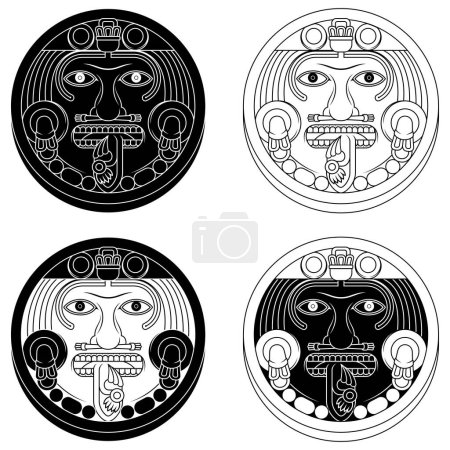 Vector design of Aztec calendar, monolithic disk of the ancient Mexica, sun stone of the Aztec civilization